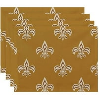 Едноставно Дејзи 18 14 Fleur de lis ikat printemats, сет од 4