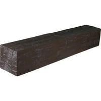 Ekena Millwork 4 H 6 D 72 W HAND HEWN FAU WOOD CAMENPLE MANTEL, изгорена махагони