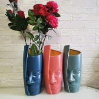 прекрасна форма на лице апстрактна креативна пластична вазна за цвеќе мал сад за лице уникатна вештачка статуа човечка глава