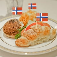 Норвешко Знаме Норвешка Мала Чепкалка За Заби Декор Мини Кекси Топпери Коктел Храна Знамиња Украси