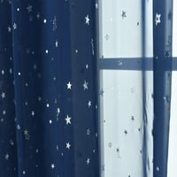 Панели сребрена сина печатена starвезда чиста завеса шипка за џеб чиста панели завеса за спална соба, 39,4x