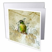 3drose симпатичен папагал со цвеќиња - честитка, од