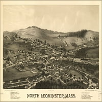 24 x36 Галерија Постер, Карта на Северен Леоминстер, Масачусетс 1887 година