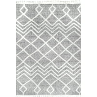 Nuloom Wylde високо ниско меко бушаво дијамантски дијамант марокански килим, 8 '10 12', сиво