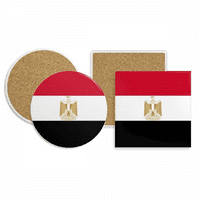 Египетско Национално Знаме Африка Земја Носител На Кригла На Купот Абсорбента Камен Плута База Сет