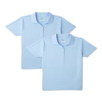 Униформска униформа за девојчиња за девојчиња со кратки ракави за кратки ракави, 2-пакувања, големини 4-18