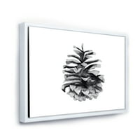 DesignArt 'Conifer Cone црно -бело' Традиционална врамена платна wallидна уметност печатење