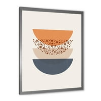 DesignArt 'Апстрактна геометрија на месечината и сонцето во сино и портокалово' модерен врамен уметнички принт