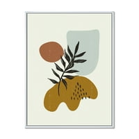 DesignArt 'Апстрактни форми со ботанички минималистички лист II' модерна врамена платна wallидна уметност печатење