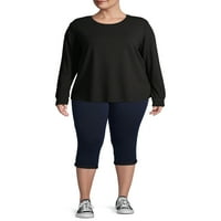 Terra & Sky Women's Plus Size Long Speeve Everydation Essential Crewneck маица, 2-пакет