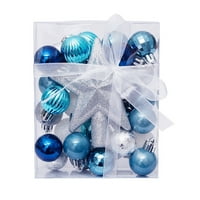 Божиќни топки -Пропустливи топки за новогодишни елки за декор за одмор на Божиќ, сино сребро