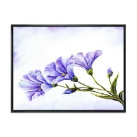 Сини диви цвеќиња со лисја II врамени сликарско платно уметнички принт