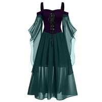 Готски Фустани Модни Фустани Жени Плус Големина Ладно Рамо Пеперутка Ракав Готски Фустан Темно Виолетова М
