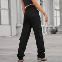 Обични Панталони За Жени Гроздобер Карго Панталони Широки Модни Улични Џебови Панталони ЦРНА Големина XXL