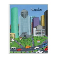 Хјустон Тексас Град Хоризонт Архитектура Автопат Автомобили Врамени Сликарство Уметност Печатење