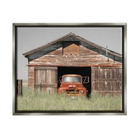 Sumbell Industries Vintage Pickup Truck Избави селска штала во обработливоста на обработливо светло сјајно сиво лебдечко платно