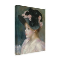 Трговска марка ликовна уметност „Млада девојка во Пинкблак капа“ платно уметност од Пјер Август Реноар