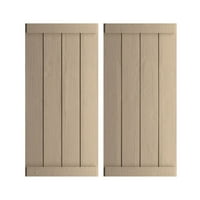 Ekena Millwork 22 W 74 H Rustic Four Board се приклучи на Board-n-н-н-н-н-братот груби кедарски шатлови од дрво со крај, подготвен тен