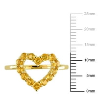 Miaенски Carat Carat T.G.W. Цитрин 10kt жолто злато прстен на отворено срце