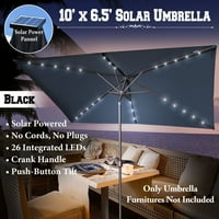 Сончев 10'x6,5 'соларни LED светла на отворено LED светла алуминиумски чадор за чадор правоаголник навалување-црна боја