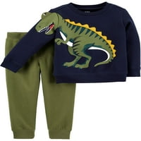 Детето на моето дете на Картер, момче со долги ракави, диносаурус пулвер, џемпер и џогер, панталони, сет, 2 парчиња