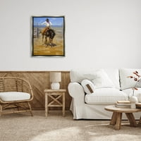 Коњички родео коњски џокеј животни и инсекти сликање сјај сиво врамен уметнички печатен wallид уметност