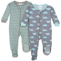 Gerber Baby Baby Snug Fit органски памук 1-парчиња синдикати со нозе пижами