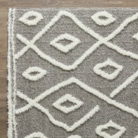 Loomaknoti vemoa avonako 2 '7' сив геометриски килим за тркач во затворен простор