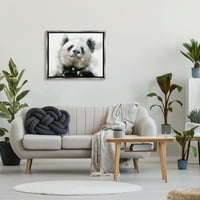 Stuple среќна панда мечка лице животни и инсекти сликање сив пловиј врамен уметнички печатен wallид уметност